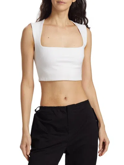 Guizio Women's Celestial Stretch Crop Top In White
