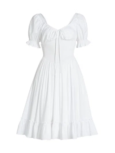 Guizio Women's Luciana Cotton Smocked Midi-dress In White