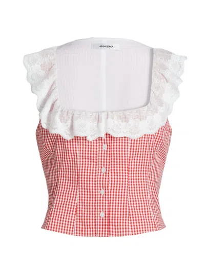 Guizio Paloma Top In Gingham Poppy