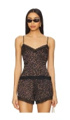 Guizio X Revolve Ivy Cami Mini Satin Top In Leopard Ombre