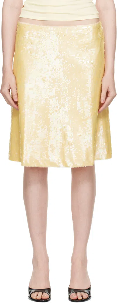 Guizio Yellow Isabelle Sequin Midi Skirt