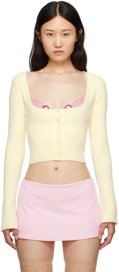 Guizio Yellow Sweet Cardigan In Pale Yellow