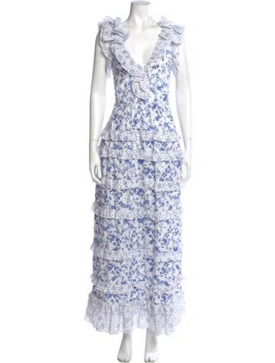 Pre-owned Gül Hürgel Floral Print Long Dress In Multi