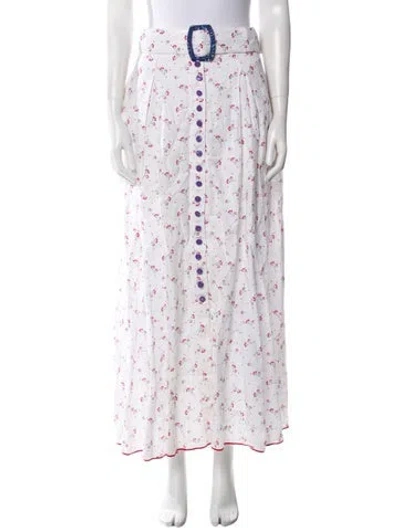 Pre-owned Gül Hürgel Floral Print Long Skirt In Blue