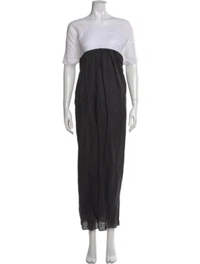 Pre-owned Gül Hürgel Linen Long Dress In Black