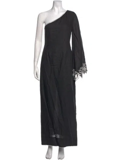 Pre-owned Gül Hürgel Linen Long Dress In Black