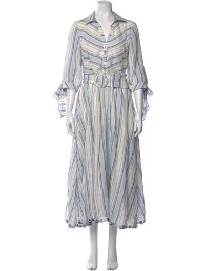 Pre-owned Gül Hürgel Linen Long Dress In Blue