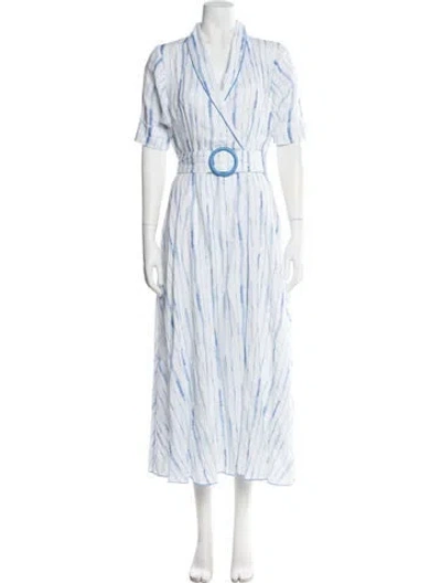 Pre-owned Gül Hürgel Linen Long Dress In Blue