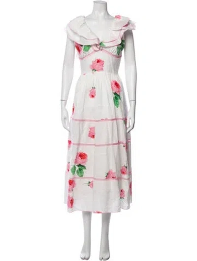 Pre-owned Gül Hürgel Linen Long Dress In Pink