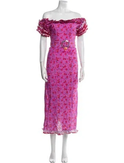 Pre-owned Gül Hürgel Linen Long Dress In Purple