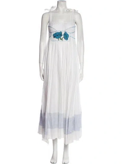 Pre-owned Gül Hürgel Linen Long Dress W/ Tags In White