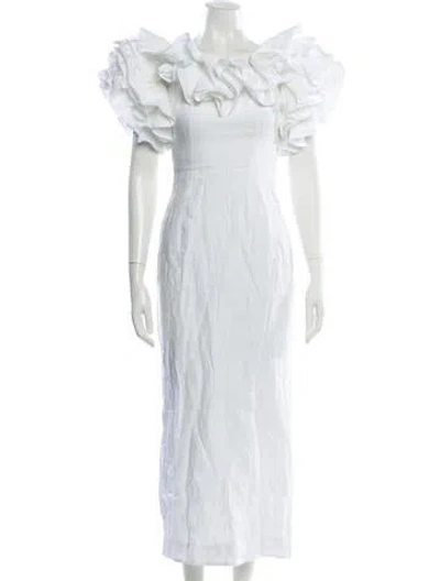 Pre-owned Gül Hürgel Linen Long Dress In White