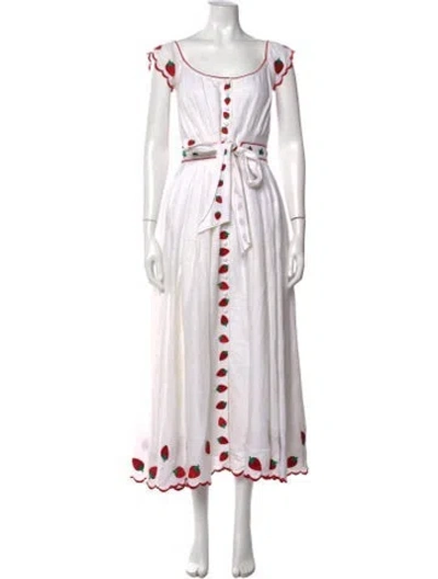 Pre-owned Gül Hürgel Linen Long Dress In White