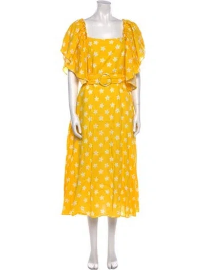Pre-owned Gül Hürgel Linen Long Dress In Yellow