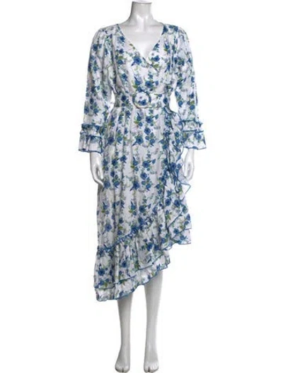 Pre-owned Gül Hürgel Linen Midi Length Dress In Blue