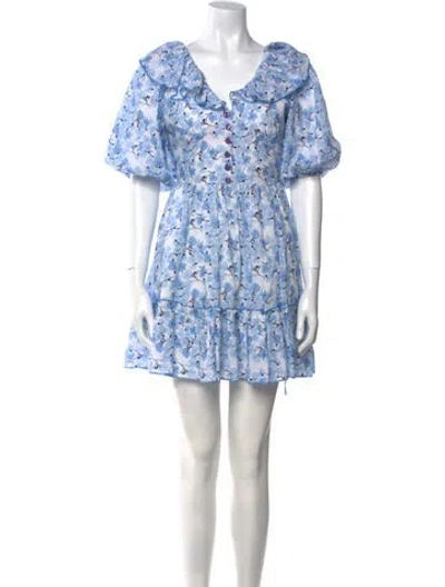 Pre-owned Gül Hürgel Linen Mini Dress In Blue