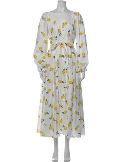 Pre-owned Gül Hürgel Printed Midi Length Dress In Multi
