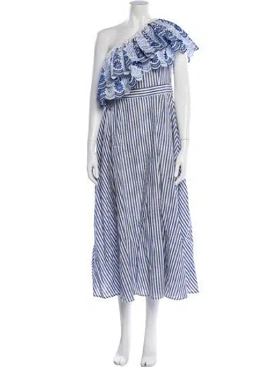 Pre-owned Gül Hürgel Striped Long Dress In Blue