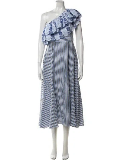 Pre-owned Gül Hürgel Striped Long Dress In Blue