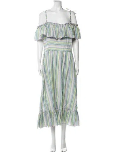 Pre-owned Gül Hürgel Striped Long Dress In Green