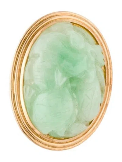 Pre-owned Gump's 14k Jadeite Pin Brooch In Multi