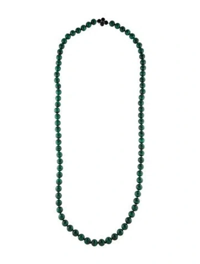 Pre-owned Gump's Malachite & Spinel Bead Necklace, 34" In Multi
