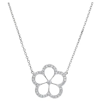 Pre-owned Gumuchian 18 Karat White Gold Daisy 0.30 Cttw. Diamond Necklace By