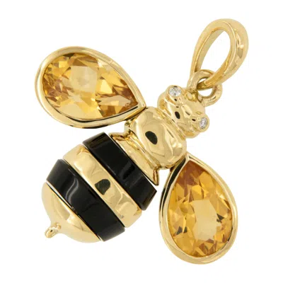 Pre-owned Gumuchian 18 Karat Yellow Gold Citrine Diamond Honeybee Pendant Charm