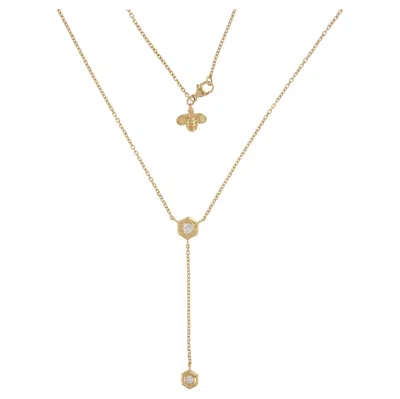 Pre-owned Gumuchian 18 Karat Yellow Gold  Mini "b" Bee Y 0.25 Cttw Diamond Drop Necklace