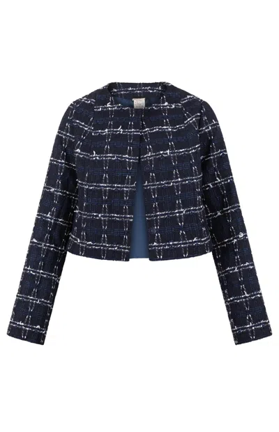 Gunda Hafner Ltd Women's Blue Navy Cropped Tweed Jacket