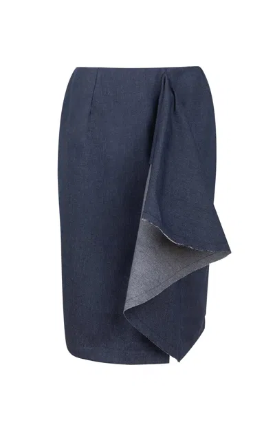 Gunda Hafner Ltd Women's Blue Navy Denim Skirt With Ruffles