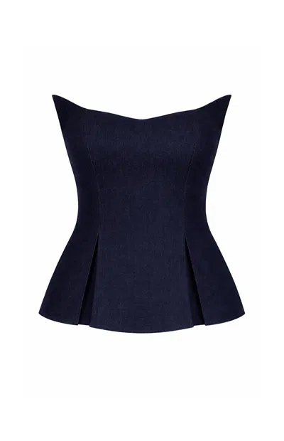 Gunda Hafner Ltd Women's Blue Navy Unwashed Denim Cotton Corset