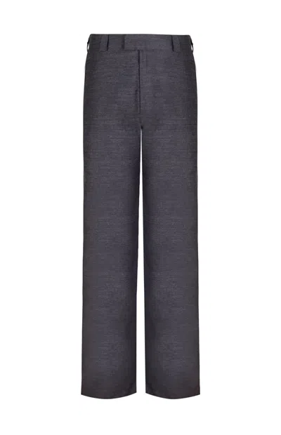 Gunda Hafner Ltd Women's Dark Grey Mid Rise Straight Leg Merino Trousers In Gray
