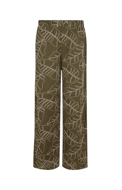 Gunda Hafner Ltd Women's Green Embroidered Cotton Viscose Blend Trousers
