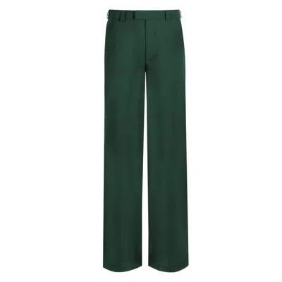 Gunda Hafner Ltd Women's Green Mid Rise Straight Leg Merino Trousers