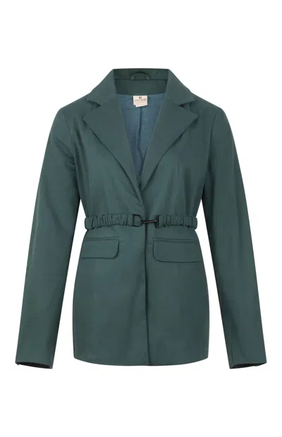 Gunda Hafner Ltd Women's Green Rich Teal Cotton Twill Tailored Jacket