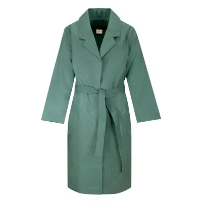Gunda Hafner Ltd Women's Green Teal Oilskin Belted Raincoat