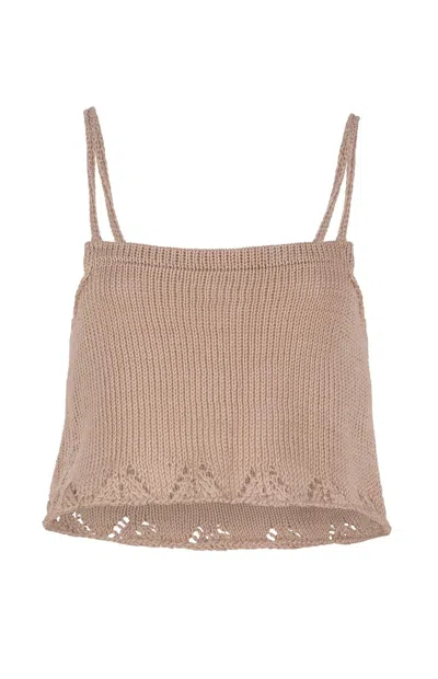 Gunda Hafner Ltd Women's Neutrals Beige Cotton Knit Cami Top In Brown