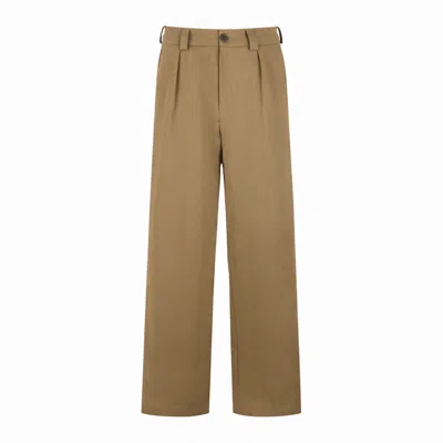 Gunda Hafner Ltd Women's Neutrals Beige Cotton Twill Wide Leg Trousers In Animal Print