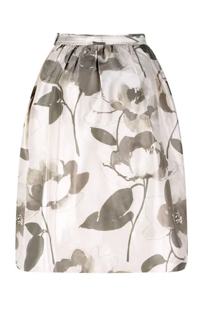 Gunda Hafner Ltd Women's Neutrals Cream Snd Taupe Floral Silk Skirt In White