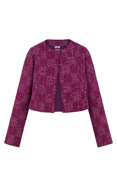 Gunda Hafner Ltd Women's Pink Burgundy Cropped Tweed Jacket