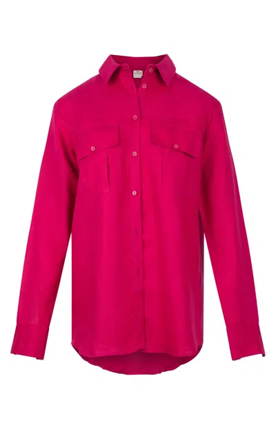 Gunda Hafner Ltd Women's Pink Magenta Linen Safari Shirt