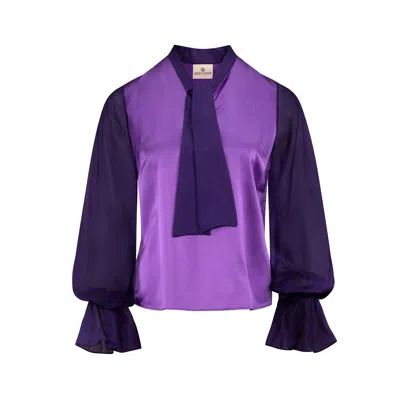 Gunda Hafner Ltd Women's Pink / Purple Violet Silk Blouse With Sheer Sleeves