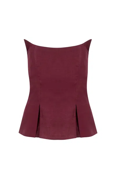 Gunda Hafner Ltd Women's Red Burgundy Linen Corset In Multi
