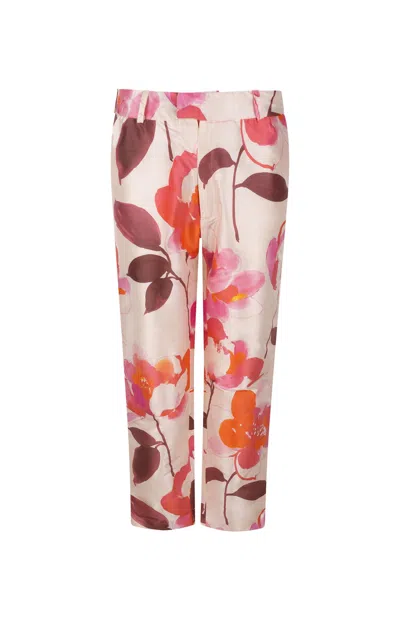 Gunda Hafner Ltd Women's Soft White Floral Silk Capri Trousers In Multi