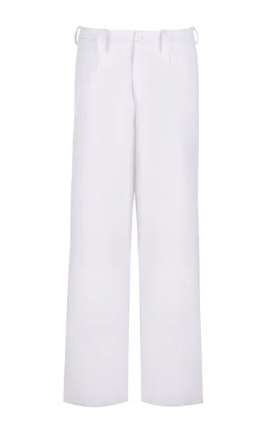 Gunda Hafner Ltd Women's White Wide Leg  Linen Trousers In Multi