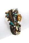 Gunda Womens Gold Sterling Silver Diamond Turquoise Citrine Pearl Chain Bracelet In Silver