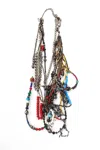 Gunda Womens Silver Tone Mixed Media Multichain Charm Layered Necklace In Silver