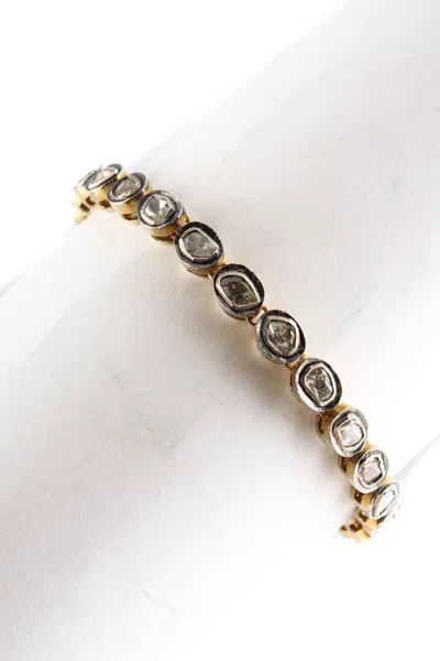 Gunda Womens Sterling Silver Raw Diamond Bracelet Gold Tone