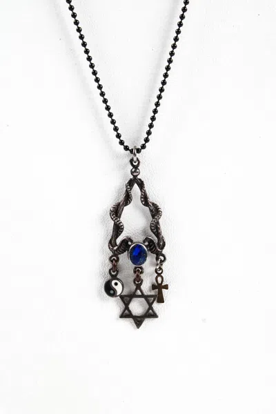 Gunda Womens Sterling Silver Star Of David Peace Sign Charm Necklace